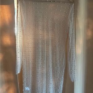 Pearl-Embellished Swimuit Coverup